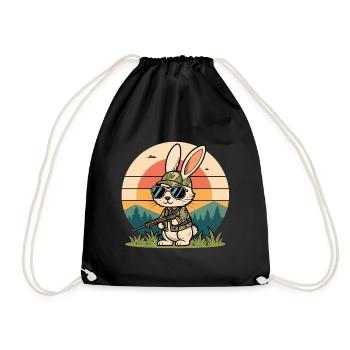 Hase Osterhase Anti-Jagd Cool Sonnenbrille Retro - Turnbeutel - Schwarz - Vorne