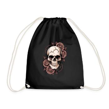 Skull and Roses - Drawstring Bag - black - Front