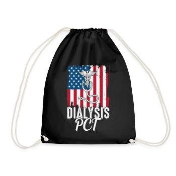 Dialysis PCT USA Flag Hemodialysis Patient Care - Drawstring Bag - black - Front