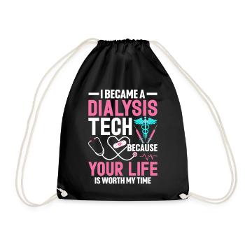 I Became A Dialysis Tech Funny Kidney Dialysis - Drawstring Bag - black - Front