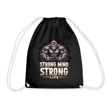 Strong Mind Strong Life Fitness Sportler Gym - Turnbeutel - Schwarz - Vorne
