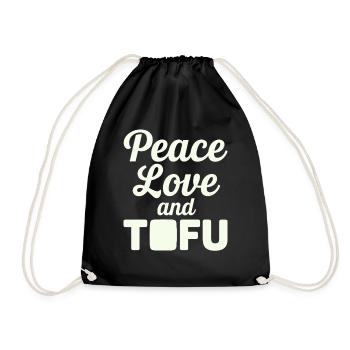 Vegan Vegetarian: Peace, Love and Tofu - Drawstring Bag - black - Front