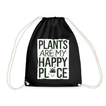 Pflanzen Sind Mein Glücksort Vegan Vegetarian - Turnbeutel - Schwarz - Vorne
