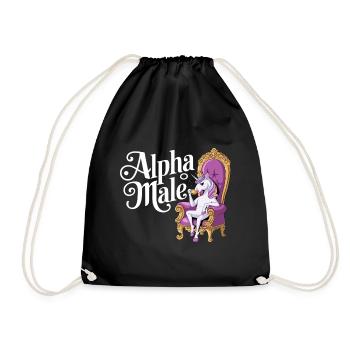 Rainbow Alpha Man Unicorn - Drawstring Bag - black - Front