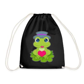 Frog Heart - Drawstring Bag - black - Front