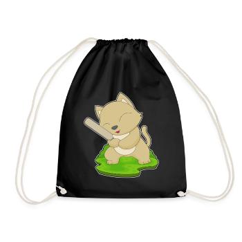 Cat Cricket Cricket Bats - Drawstring Bag - black - Front