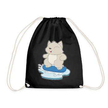 Katze Snowboarder Snowboard - Turnbeutel - Schwarz - Vorne