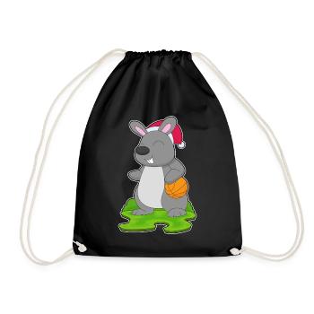 Bunny Christmas Basketball - Drawstring Bag - black - Front