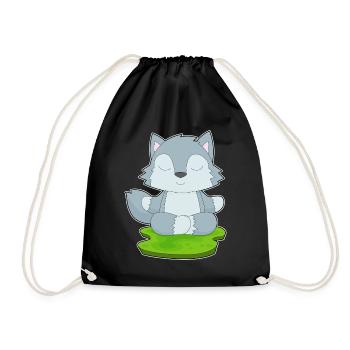Wolf Yoga Fitness Meditation - Turnbeutel - Schwarz - Vorne