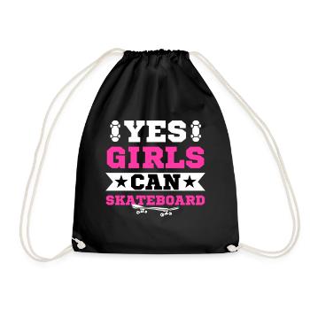 Skateboard Girl Skater Saying - Drawstring Bag - black - Front