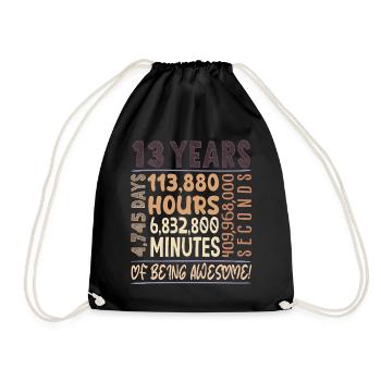 13 years old! Birthday Gift 13th Birthday - Drawstring Bag - black - Front
