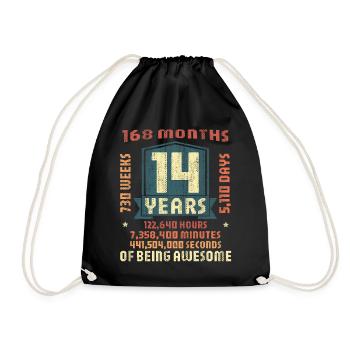 14 years old! Birthday Gift 14th Birthday - Drawstring Bag - black - Front