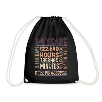 14 years old! Birthday Gift 14th Birthday - Drawstring Bag - black - Front
