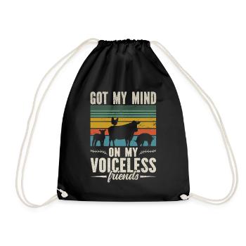 Thoughts With My Silent Friends Vegan - Drawstring Bag - black - Front