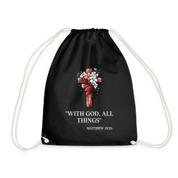 Croix avec Matthieu 19:26 : Tout est auprès de Dieu - Sac de sport léger - noir - Devant