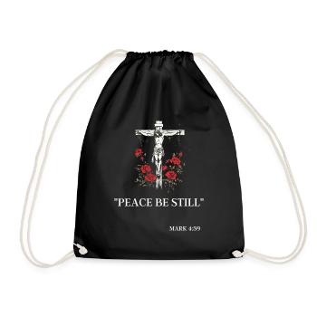 Jésus sur la croix et Marc 4:39 : Que la paix se calme - Sac de sport léger - noir - Devant