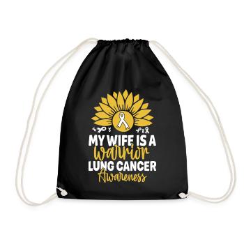 Ma femme est une guerrière Cancer du poumon Ruban blanc - Sac de sport léger - noir - Devant