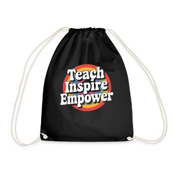 Teacher Inspire Empower Rainbow Style - Drawstring Bag - black - Front