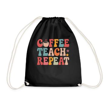 Coffee Teaching Repeating Teacher Design - Drawstring Bag - black - Front