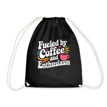 Lehrer: Angetrieben von Kaffee und Enthusiasmus - Turnbeutel - Schwarz - Vorne