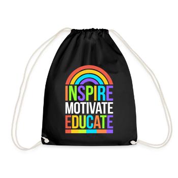 Teachers Inspire Motivate Educate Rainbow - Drawstring Bag - black - Front