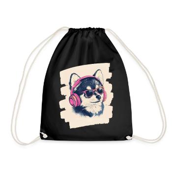 Pomsky - Drawstring Bag - black - Front