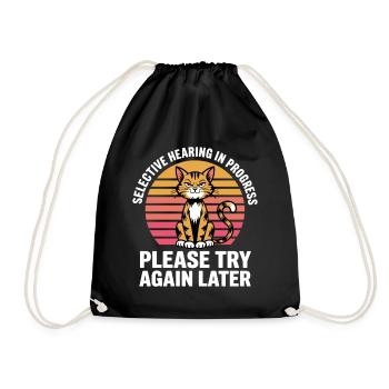 Sarcasm Kitten Cat - Drawstring Bag - black - Front