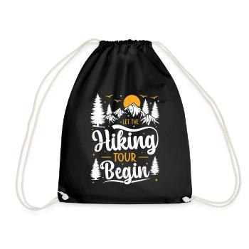 Let the hiking tour begin - Funny Hiking Mountain - Drawstring Bag - black - Front