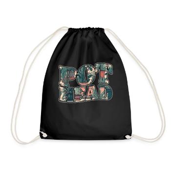 Plant Lover Gardening Pun Pot Head - Drawstring Bag - black - Front