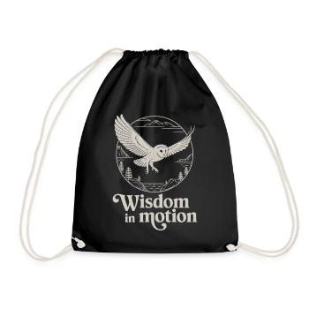 Wisdom In Motion Owl Nature Landscape - Drawstring Bag - black - Front