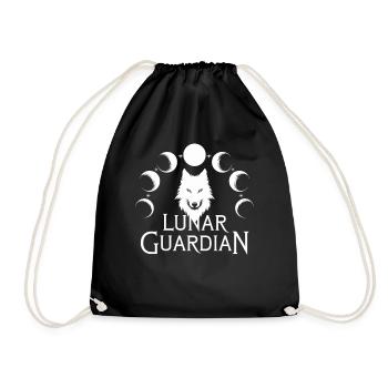 Lunar Guardian Wolf with Moon Phases - Drawstring Bag - black - Front