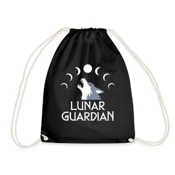Lunar Guardian Wolf and Moon Phases - Drawstring Bag - black - Front