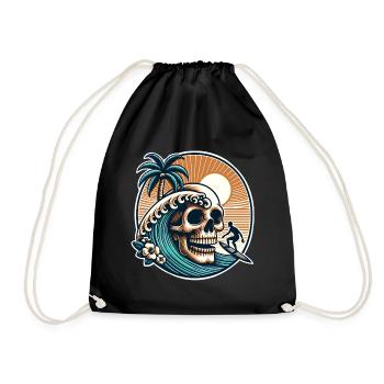 Surfen Surfer skull - Turnbeutel - Schwarz - Vorne
