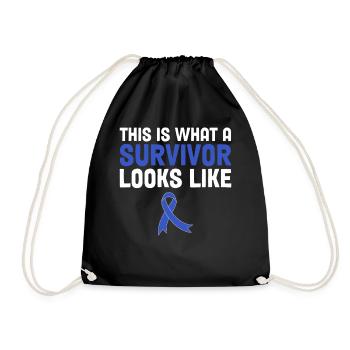 This Is What A Survivor Looks Like Blue Ribbon - Drawstring Bag - black - Front