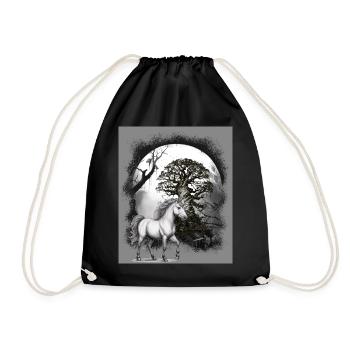Unicorn Unicorns Horse - Drawstring Bag - black - Front