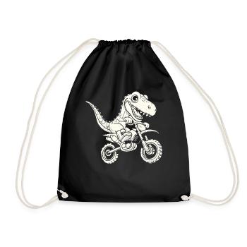 Funny Dino Motocross Dinosaur T-Rex Dinosaur - Turnbeutel - Schwarz - Vorne