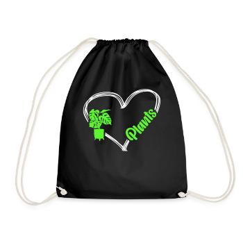 Plant Lover Gardening Heart - Drawstring Bag - black - Front
