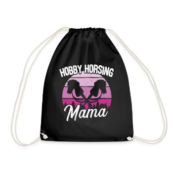 Hobby Horsing Mom Hobby Horse Horses Riding - Drawstring Bag - black - Front