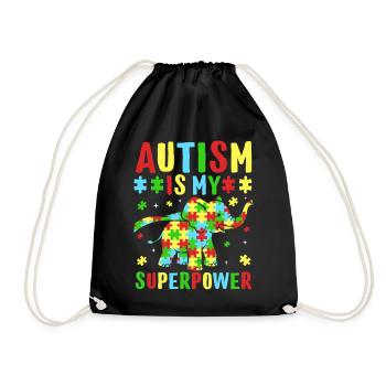 Autism is my superpower - Drawstring Bag - black - Front