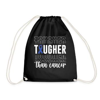 Tougher Than Cancer Blue Ribbon Bowel Colon - Drawstring Bag - black - Front