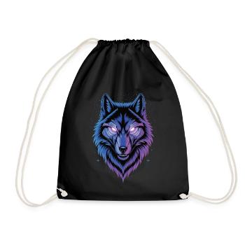 Neon Cyber Wolf – Futuristischer Look! - Turnbeutel - Schwarz - Vorne