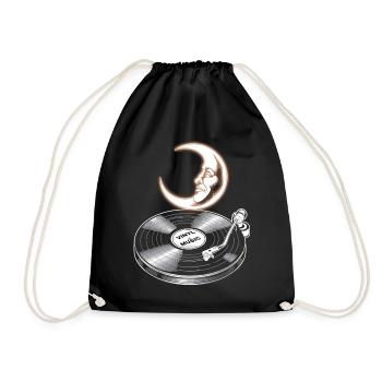 Musique vinyle avec lune - Sac de sport léger - noir - Devant