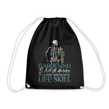 Plant Lover Gardening Skeleton - Drawstring Bag - black - Front