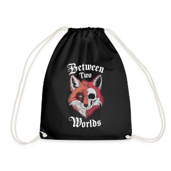 Zwischen Zwei Welten Fuchs Schädel Kunst - Turnbeutel - Schwarz - Vorne