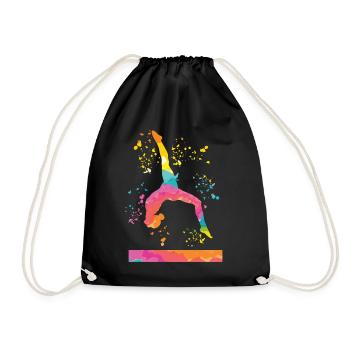 Gymnast Balance Beam Artistic Gymnastics - Drawstring Bag - black - Front