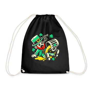 Funny St. Patrick's Day clover and out - Drawstring Bag - black - Front