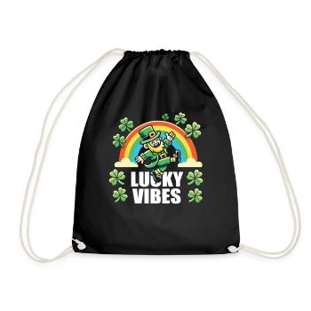 St. Patrick's Day Happy Vibes Rainbow - Drawstring Bag - black - Front