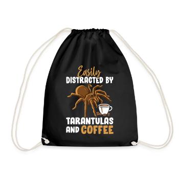 Tarantula Coffee Funny Arachnid Exotic Large - Drawstring Bag - black - Front