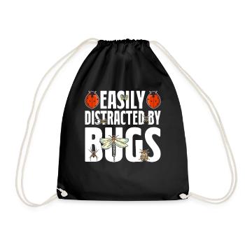Easily Distracted By Bugs Entomology Funny Bugs - Drawstring Bag - black - Front