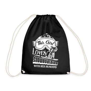 Snowboarding Loves Snowboarding With Husband - Drawstring Bag - black - Front